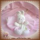 NICOTOY SOS DOUDOU LAPIN BLANC ET ROSE PLAT OVAL 