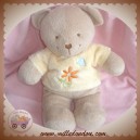 TEX SOS DOUDOU OURS BEIGE PULL JAUNE FLEUR 27 CM