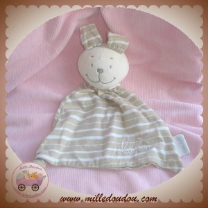 KIABI SOS DOUDOU LAPIN ECRU PLAT TRIANGLE BEIGE RAYE