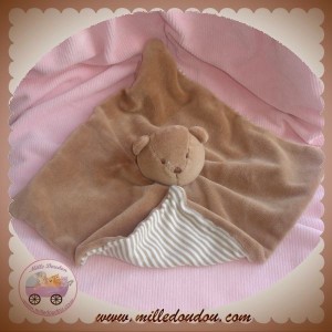 NATALYS SOS DOUDOU OURS MARRON PLAT RAYE TISSU