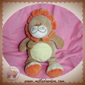 BENGY SOS DOUDOU PELUCHE LION BEIGE JAUNE ORANGE 24 CM