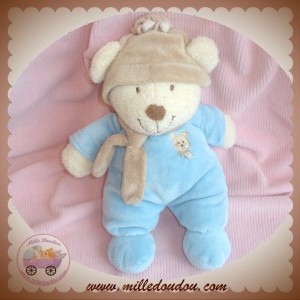 ORCHESTRA SOS DOUDOU OURS ECRU HABIT BLEU ECHARPE BEIGE NICOTOY