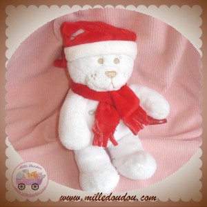 ORCHESTRA SOS DOUDOU OURS BLANC BONNET ROUGE 