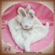 NICOTOY DOUDOU LAPIN PLAT BLANC TAUPE MARRON FOULARD SOS