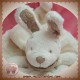 NICOTOY DOUDOU LAPIN PLAT BLANC TAUPE MARRON FOULARD SOS