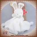 NICOTOY DOUDOU LAPIN PLAT BLANC TAUPE MARRON FOULARD SOS