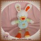 NICOTOY DOUDOU LAPIN BLANC SALOPETTE BLEU CAROTTE KIABI