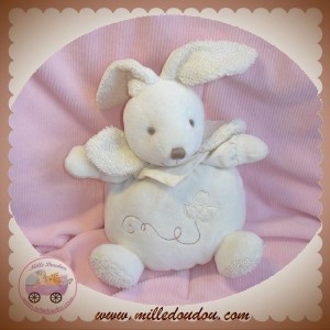 DOUDOU ET COMPAGNIE SOS LAPIN BOULE BLANC BIO FLEUR