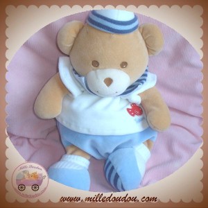 TAKINOU SOS DOUDOU OURS BOULE BEIGE MARIN POISSON BLANC BLEU