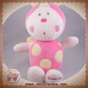 LUMINOU SOS DOUDOU PAPILLON ROSE ROND JAUNE 22 CM