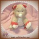 BENGY SOS DOUDOU RHINOCEROS BEIGE ECRU ROUGE 20 cm