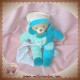 DOUDOU ET COMPAGNIE SOS OURS BEIGE CORPS BLEU VERT MOUCHOIR 