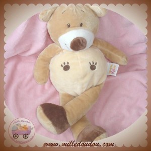 DOU KIDOU SOS DOUDOU OURS BEIGE ET MARRON EMPREINTE