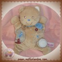 POMMETTE SOS DOUDOU CHAT OURS BEIGE QUASI PLAT ECHARPE BLEU