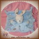 NICOTOY SOS DOUDOU LAPIN ECRU PLAT BLEU ROND ATTACHE TETINE