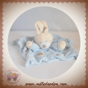 NICOTOY SOS DOUDOU LAPIN ECRU PLAT BLEU ROND ATTACHE TETINE