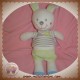 NICOTOY SOS DOUDOU LAPIN BLANC RAYE GRIS SHORT VERT