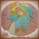 BABYNAT BABY NAT SOS DOUDOU OURS CORPS BLEU VERT JAUNE MOUCHOIR