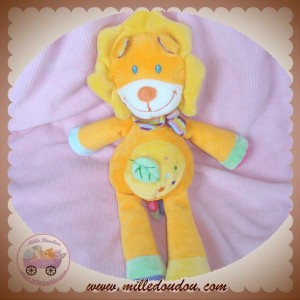 POMMETTE SOS DOUDOU LION ORANGE JAMBES FEUILLE VERT