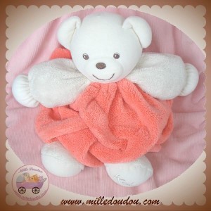 KALOO SOS DOUDOU OURS BLANC PLUME ORANGE 30 CM