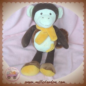 HISTOIRE D'OURS SOS DOUDOU SINGE MARRON JAUNE BANANE