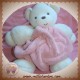 KALOO SOS DOUDOU OURS BLANC BOULE PLUME ROSE 30 cm