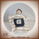 BIO WELEDA DOUDOU LUTIN POUPEE PLAT EPONGE RAYE TAUPE ECRU SOS