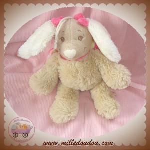 NOUKIE'S SOS DOUDOU CHIEN SCUBA BEIGE NOEUD ROSE MUSICAL