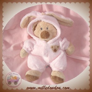 TY SHELL DOUDOU PELUCHE OURS BEIGE DEGUISE LAPIN ROSE NICOTOY
