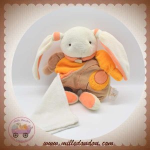 BABYNAT BABY NAT DOUDOU LAPIN ECRU CORPS BEIGE ORANGE MOUCHOIR SOS 