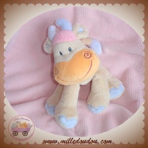 NATTOU SOS DOUDOU VACHE GIRAFE HOCHET BEIGE ORANGE ROSE 