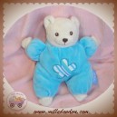 DOUDI SOS DOUDOU OURS ECRU CORPS BLEU TURQUOISE FLEUR