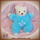 DOUDI SOS DOUDOU OURS ECRU CORPS BLEU TURQUOISE FLEUR