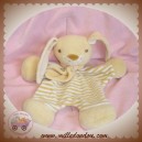 CREDIT AGRICOLE SOS DOUDOU LAPIN PLAT RAYE BLANC BEIGE