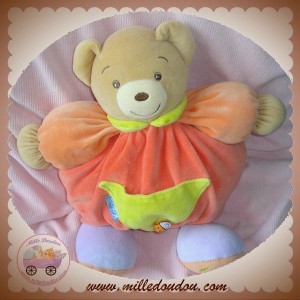 KALOO DOUDOU OURS BEIGE BOULE ORANGE COCCINELLE EVEIL