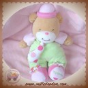 TAKINOU SOS DOUDOU OURS CLOWN VERT ROSE CRAVATE HOCHET