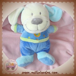 NICOTOY SOS DOUDOU CHIEN ECRU BLEU VERT COEUR