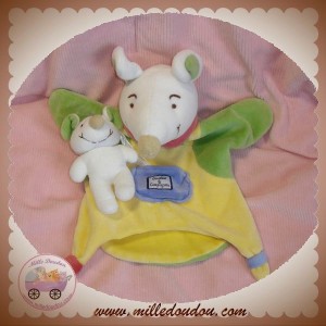 DOUDOU ET COMPAGNIE SOS SOURIS JAUNE VERTE BEBE 