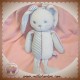 SUCRE D'ORGE SOS DOUDOU LAPIN BLEU VELOURS RAYE TISSU