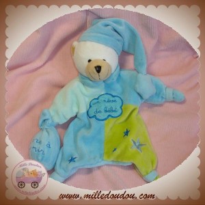 CMP DOUDOU OURS MARIONNETTE BLEU VERT POUDRE UN REVE BEBE SOS