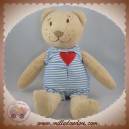 IKEA SOS DOUDOU OURS BEIGE MARRON SALOPETTE BLEU