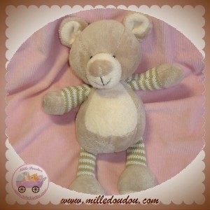 GIFI SOS DOUDOU OURS BEIGE ECRU RAYE LAINE