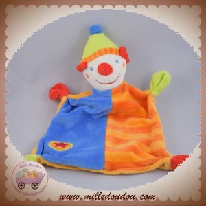 BABY CLUB C&A SOS DOUDOU LUTIN CLOWN PLAT BLEU RAYE ORANGE