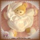 KALOO SOS DOUDOU OURS BLANC VELOURS COEUR ROSE 30 CM