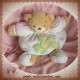 KALOO SOS DOUDOU OURS BEIGE CORPS BOULE BLANC FLEUR VERT