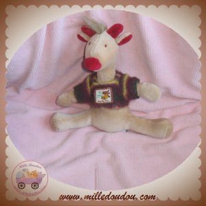 MOULIN ROTY DOUDOU GIRAFE ZEBRE BEIGE PULL LAINE SOS