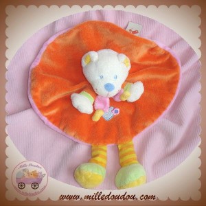 NICOTOY DOUDOU OURS PLAT OVAL ORANGE  ROSE COEUR