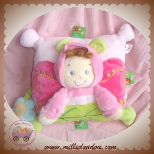 NICOTOY SOS DOUDOU FILLE COUSSIN ROSE PAPILLON EVEIL