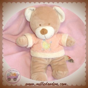 NICOTOY DOUDOU OURS BEIGE PULL SAUMON ROSE POULE JAUNE POUSSIN SOS