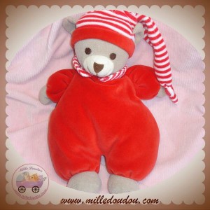 NOUNOURS SOS DOUDOU OURS BEIGE CORPS ROUGE